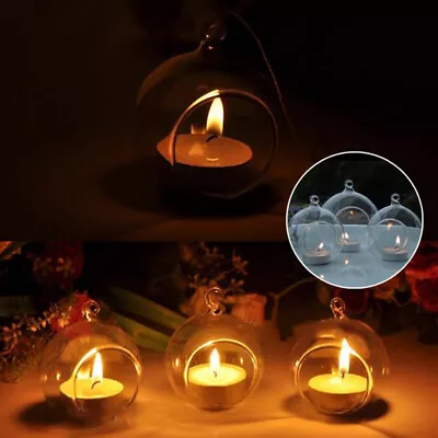 Buy 6PCS Clear Glass Ball Fillable Bauble Hanging/Desktop LED Candle Tealight Holder • 8.95£