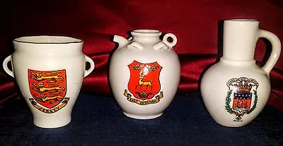 Buy 3 Jars W.H. GOSS CRESTED CHINA Wymondham~Glen Dorgal~Hunstanton VINTAGE Reg.#s • 28.44£