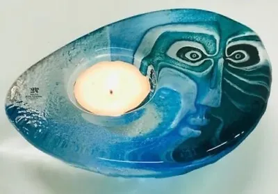 Buy Mats Jonasson IDEO BLUE Tea Light Candle Holder Modern Glass Art Collectable • 49.99£