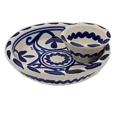 Buy Olive Dish With Integral Bowl For Pips 15x 5cm Spanish Handmade Ceramic Pottery  • 15.99£