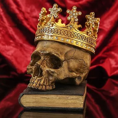 Buy Gothic Hand Painted Skull King With Crown On Book Ornament, Day Of The Dead Gift • 44.99£