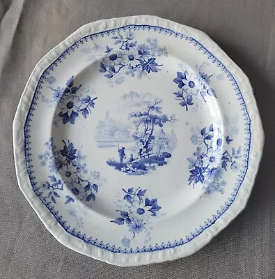 Buy H & R Daniel Chinese Scenery Stone China Blue & White Pearlware Side Plate C1855 • 20£
