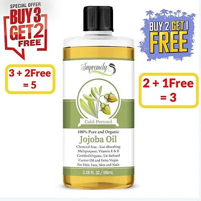 Buy Jojoba Oil Organic 100% Pure Unrefined Cold Pressed Hair, Face, Skin- SALE OFFER • 19.99£