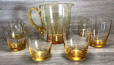 Buy WHITEFRIARS AMBER GLASS JUG & 6 GLASSES MINT CONDITION Vintage Unused • 48.50£