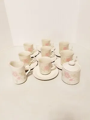Buy China Pearl Stoneware Set  Claudia  Cup & Saucer W/Crm & Sugar, 1988, Svc For  7 • 41.83£