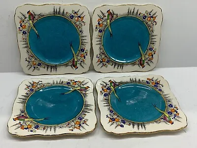 Buy Royal Winton Rideau Ware Grimwades Set Of 4 England Blue Pheasant Plate • 44.57£