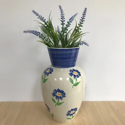 Buy Large Laura Ashley Vase St Helier Range Vintage 1995 White And Blue Floral 27cm • 25.95£