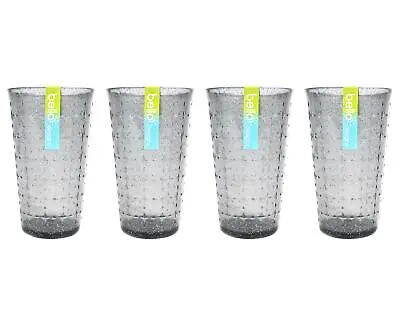 Buy Set Of 4/6/8 Tall Tumbler Glasses Reusable Grey Blue Embossed Summer Party BBQ • 9.99£