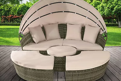 Buy Rattan Sun Island Luxury Canopy Sofa Lounger Day Bed Garden Furniture • 349.99£