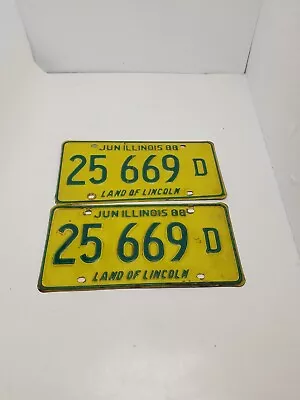 Buy 1988 LICENSE PLATE  SET OF 2 ILLINOIS   LAND OF LINCOLN Vintage • 19.11£
