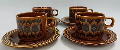 Buy Hornsea Brown Ceramic Heirloom Cups And Saucers X4 E16 P808 • 5.95£