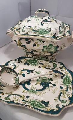 Buy Masons's Patent Ironstone China  Green Chartreuse Tureen With Ladle & Underplat • 260£