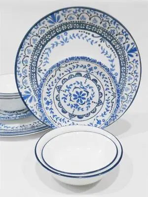 Buy ❤️ NEW 16-pc Corelle PORTOFINO Dinnerware Set *Italian Blue Tiles SERVICE For 4 • 85.50£