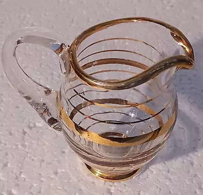Buy Vintage Glass With Gold Ring Trims Jug 4  • 4.99£