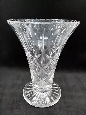 Buy Beautiful  Crystal Cut Glass Large Trumpet Footed Vase 19.5 Cm • 15£