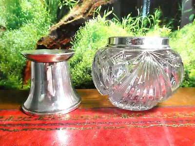 Buy Silver Candle Stick & Silver Collar Cut Glass Bowl 1916.  London. • 12.99£