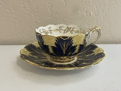 Buy Antique Cauldon Ware Porcelain Cobalt & Gold Leaf Decorated Tea Cup & Saucer • 143.44£