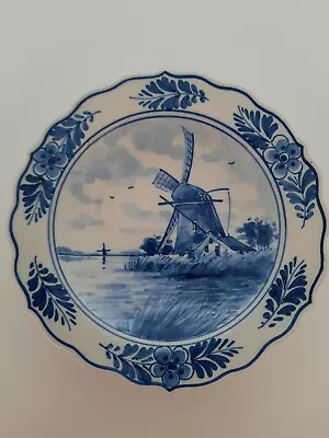 Buy Vintage Blue Delft Wall Hanging Plate Hand Painted Dutch Holland Windmill • 2£