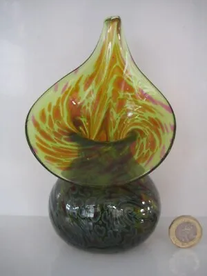Buy Vintage Isle Of Wight Alum Bay Handmade Studio Art Glass Jack In The Pulpit Vase • 27.99£