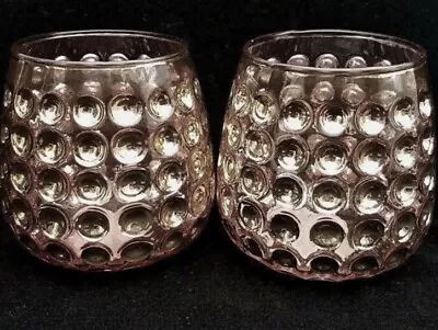 Buy Pair Of Amber Coloured Dimpled Glass Tea Light Candle Holders • 9.99£