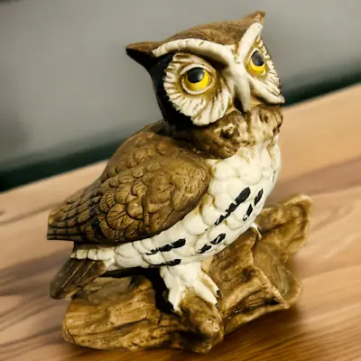Buy HOMCO Porcelain Great Horned Owl On Branch Figurine #1114 Taiwan Home Interiors • 13.27£