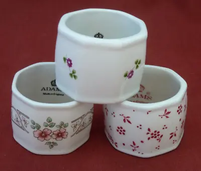 Buy 3 ADAMS CHINA NAPKIN RINGS - LATE 1970s/EARLY 1980s - VERY GOOD/EXCELLENT COND. • 5.99£