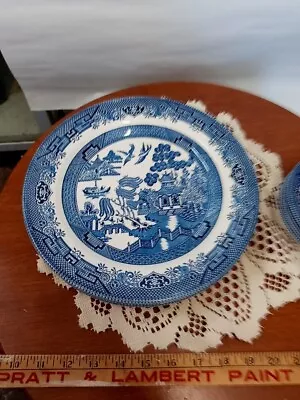 Buy Vintage Churchill Blue Willow Dinner Plate 10 3.8 Inches Staffordshire England • 38.36£