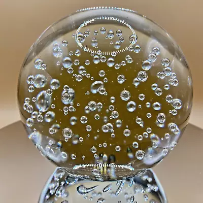 Buy Vintage Clear Art Glass Ball With Bubbles Paperweight 3.5  Large & Heavy GIFT • 16.49£