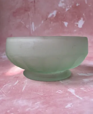 Buy Vintage Bagley Art Deco Green Frosted Glass Footed Bowl Retro Home Decor • 8.50£
