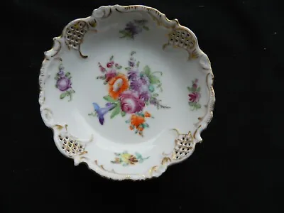 Buy Vintage Franziska Hirsch Dresden Floral Hand Painted Porcelain Pin Dish - 9cm • 9.99£