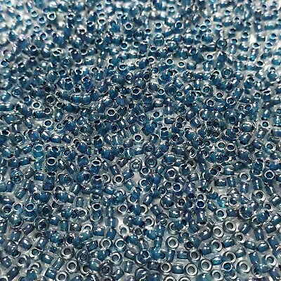 Buy 10g Luster Crystal - Capri Blue-Lined TOHO Seed Beads Japanese 11/0-188 • 2.70£