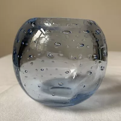 Buy Whitefriars Glass Vase Controlled Bubble Bud Vase Sapphire Blue • 12£