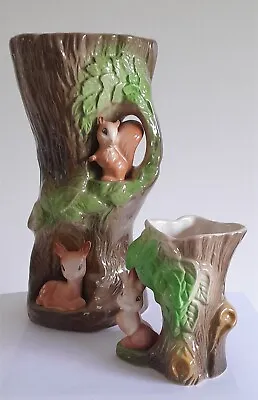 Buy 2 Eastgate Pottery Withernsea Vases, Tree Trunks With Squirrel, Deer & Rabbit • 15£