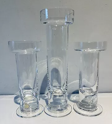 Buy Darlington Clear Glass Candlesticks Flower Stem Vase Set Of 3 Diff Sizes Marked • 14.95£
