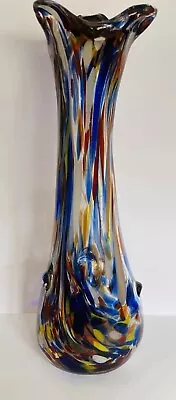 Buy Retro Vase Splatter Multi Colour Vintage ART GLASS 30cm 12” Tall Heavy Colourful • 79£