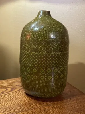 Buy Green Embossed Portico Pottery Vase  No Longer Manufactured  9” Tall. Heavy • 17.33£