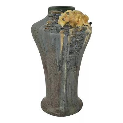 Buy Ephraim Faience 2008 Hand Made Pottery Mountain Lion Green Show Vase • 2,367.08£