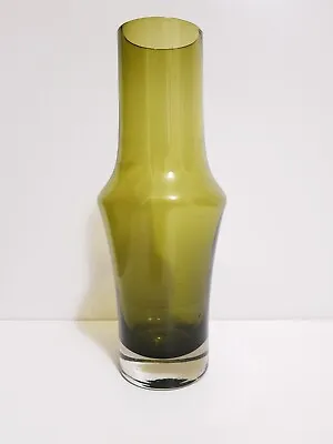 Buy Retro Riihimaki Olive Green Glass Vase  25 Cm Tall • 35£