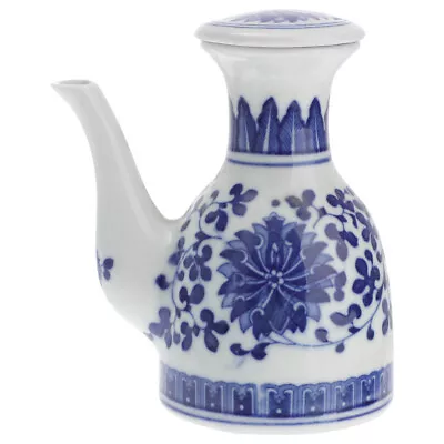 Buy Modern Ceramic Oil Dispenser Bottle For Dinner Condiments - White/Blue • 14.99£