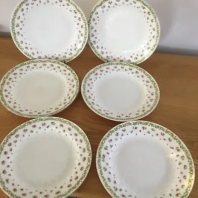 Buy Antique Set Of Six (6) Crescent China George Jones & Sons Ditsy  Rose Plates 8” • 15£