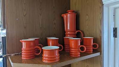Buy Mid Century 1970s Vintage Orange Carlton Ware Wellington Coffee Set Collectables • 90£