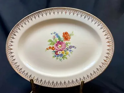 Buy Vintage Semi Vitreous Floral Platter Edwin M. Knowles China Co. USA 8.75x11.5  • 8.53£