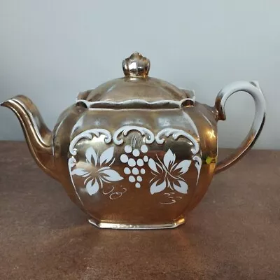 Buy Vintage, Sadler Cube Teapot 'Gild Lustre' Pattern, Decorative, 2 Pints Capacity  • 11.95£
