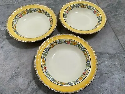 Buy 3x Grindley England Vintage Yellow Gold Rimmed Bowls • 10£