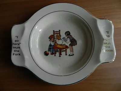 Buy International Silver Vintage Children’s Plate “I Go Here Says The Fork / Spoon   • 9.54£