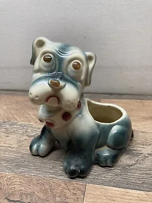 Buy Cute Vintage Blue And White Bull Dog With Collar Figurine Planter 5.5  Tall • 17.08£