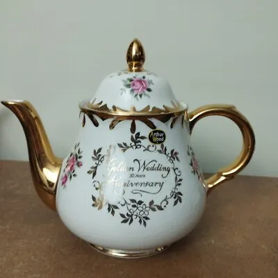 Buy Vintage, Arthur 'Golden Wedding Anniversary' Teapot, Approx. 2.5 Pints  • 6.95£