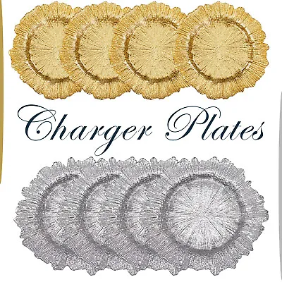 Buy Designer Glass Charger Plates Select Color And Design • 105.79£