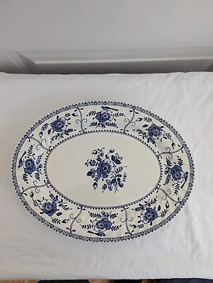Buy Johnson Brothers Indies Blue & White 14  X 10 1/4   Oval Platter England • 37.85£