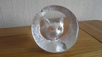 Buy Cat Glass Paper Weight Mats Jonasson Swedish 7.5 Cm • 8£